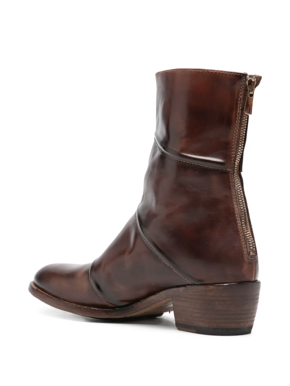  Shoto 40mm Zip-fastening Leather Boots - Brown 