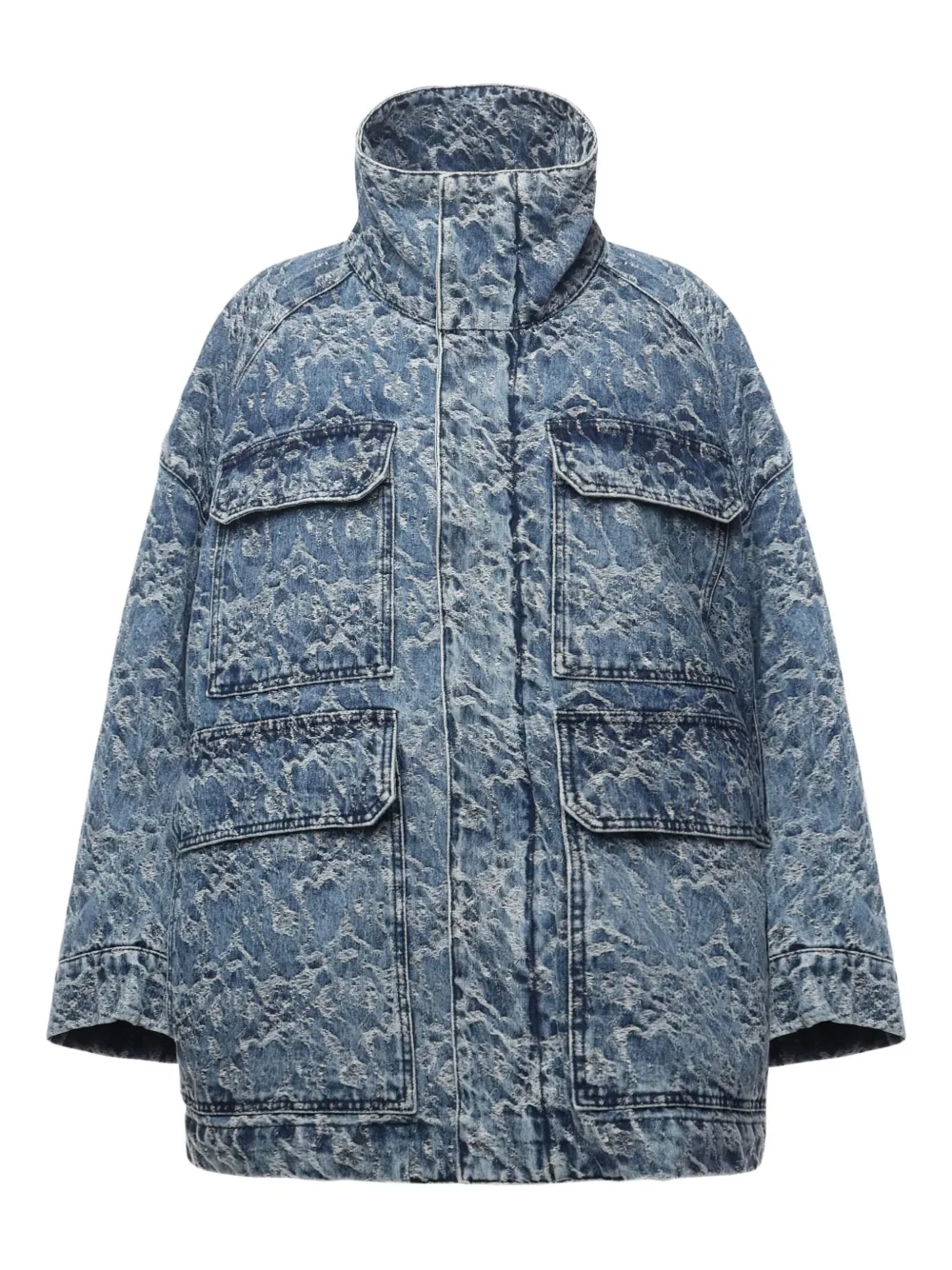 Dondup Jacquard-pattern Denim Jacket In Blue