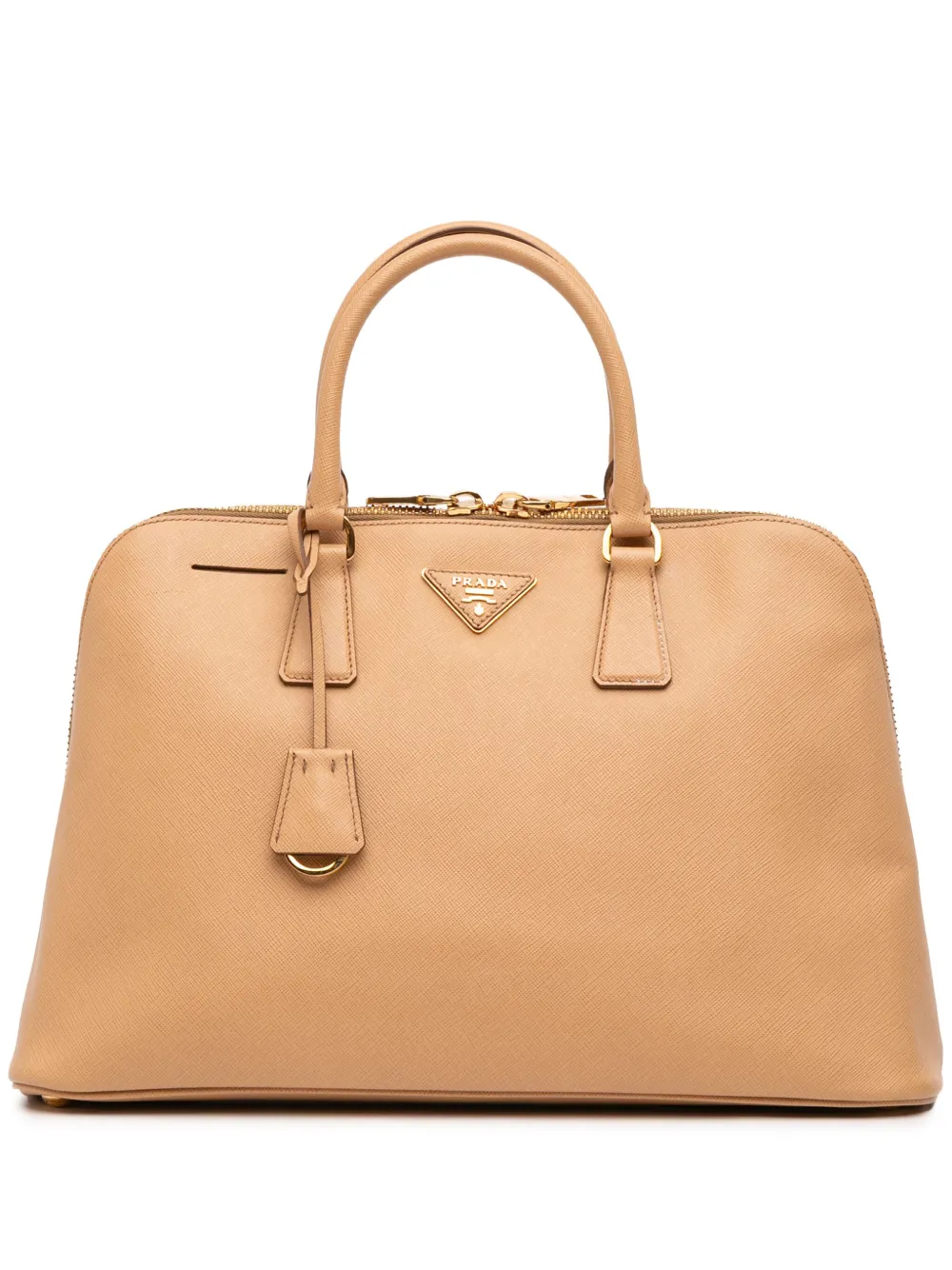 Prada Pre-Owned 2013-2025 ラージ サフィアーノルクス プロムナード サッチェルバッグ - ブラウン Prada Pre-Owned 2013-2025 ラージ サフィアーノルクス プロムナード サッチェルバッグ - ブラウン