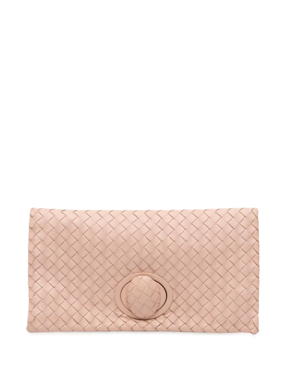 BOTTEGA VENETA Pre-owned 2012-2025 Nappa Intrecciato Turn Lock Clutch Bag In Pink