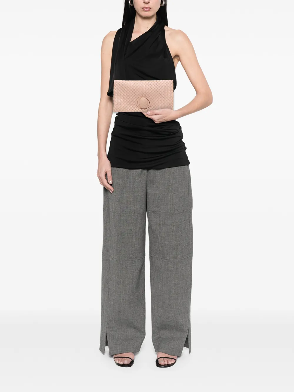 BOTTEGA VENETA Pre-owned 2012-2025 Nappa Intrecciato Turn Lock Clutch Bag In Pink