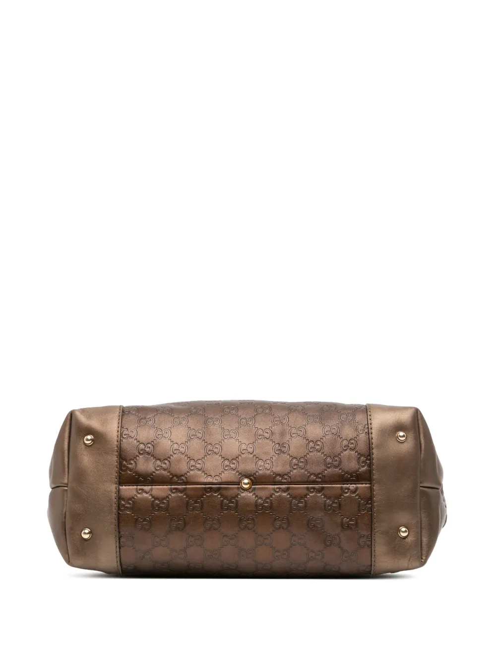Pre-owned Gucci 2016-2025 Metallic Ssima Heart Bit Tote Bag In Brown