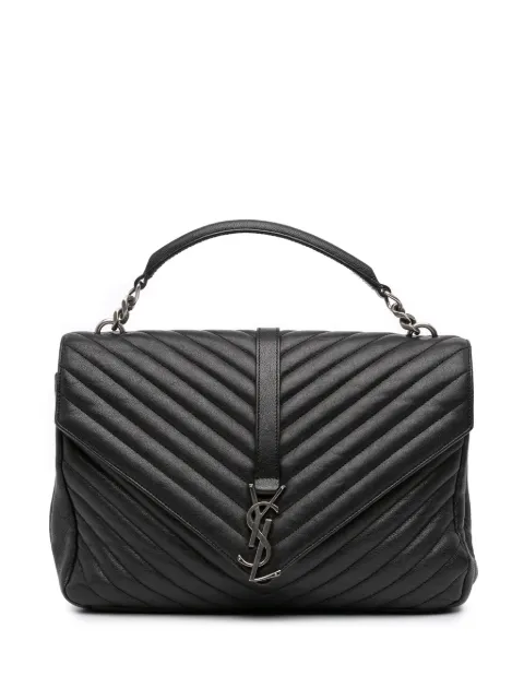 Saint Laurent Pre-Owned 2015 Large Chevron Sheepskin Monogram College satchel