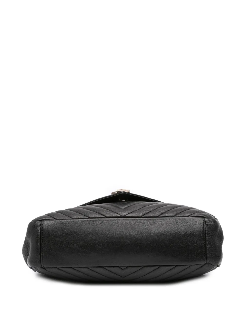 Pre-owned Saint Laurent 2015 Large Chevron Sheepskin Monogram College Satchel In Black