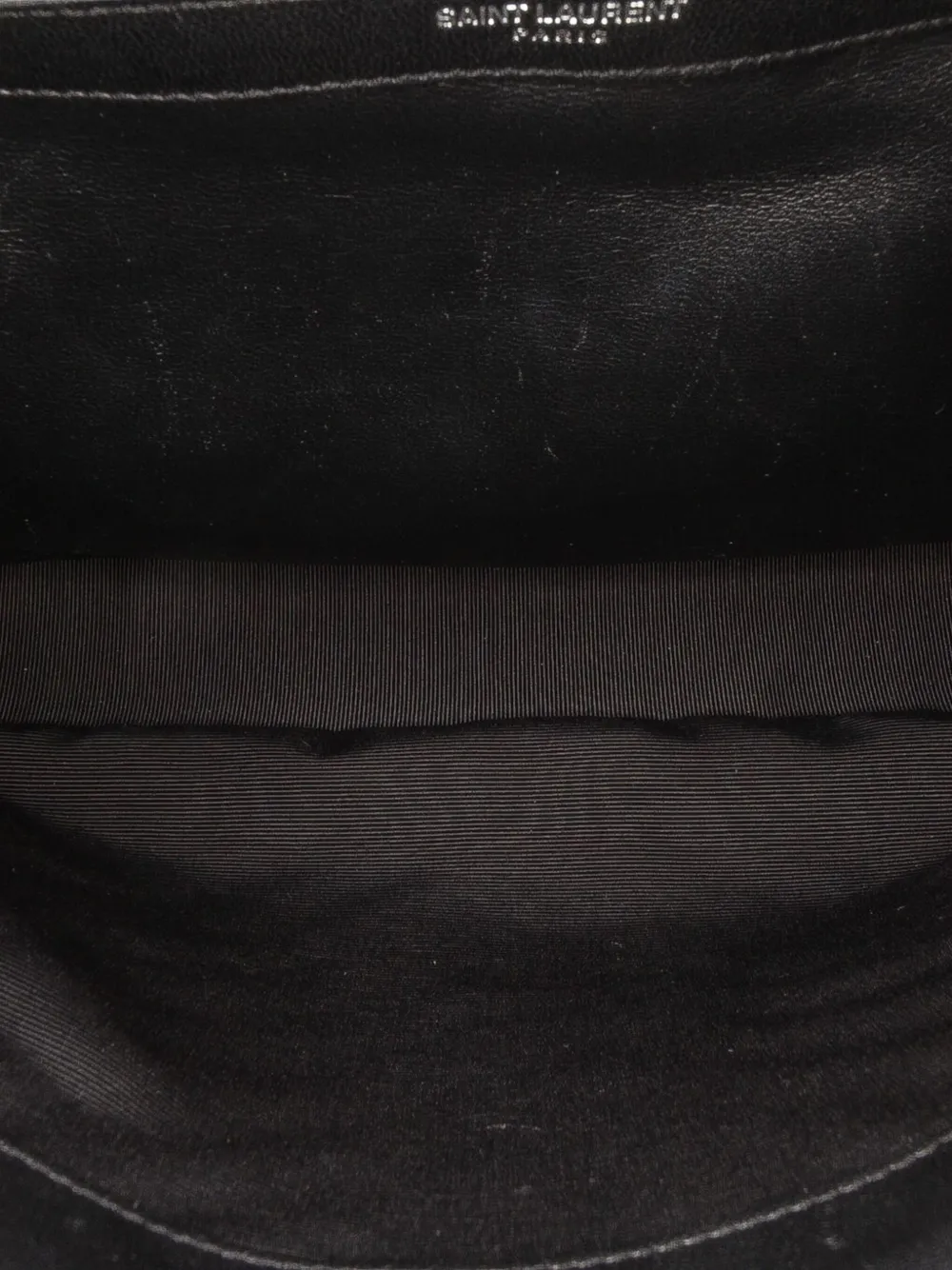 Pre-owned Saint Laurent 2015 Large Chevron Sheepskin Monogram College Satchel In Black