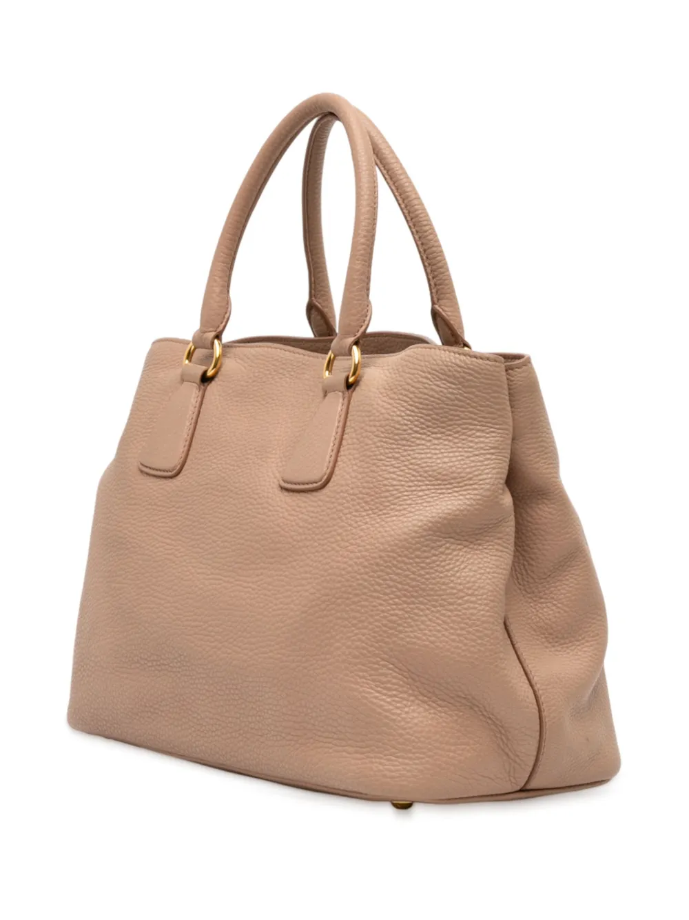 Pre-owned Prada 2010-2025 Vitello Daino Open Convertible Tote Satchel In Brown