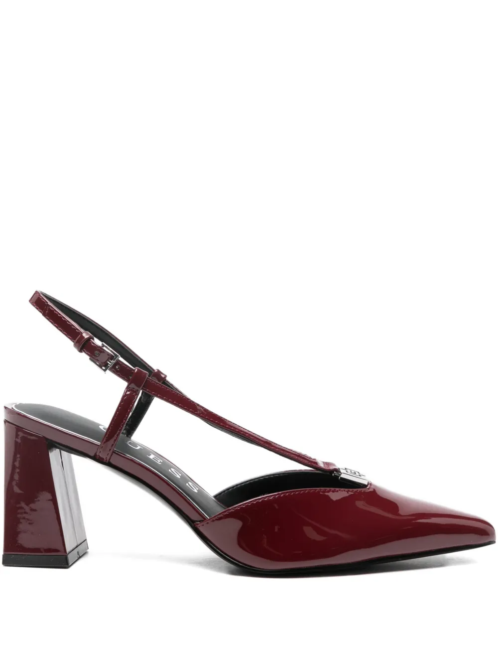 Guess Usa 80mm T-strap Block-heel Pumps In Burgundy