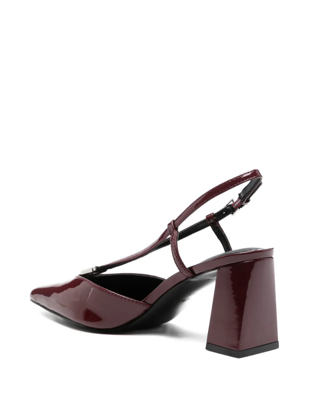 Guess Usa 80mm T-strap Block-heel Pumps In Burgundy