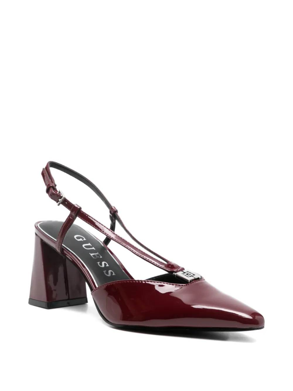 Guess Usa 80mm T-strap Block-heel Pumps In Burgundy