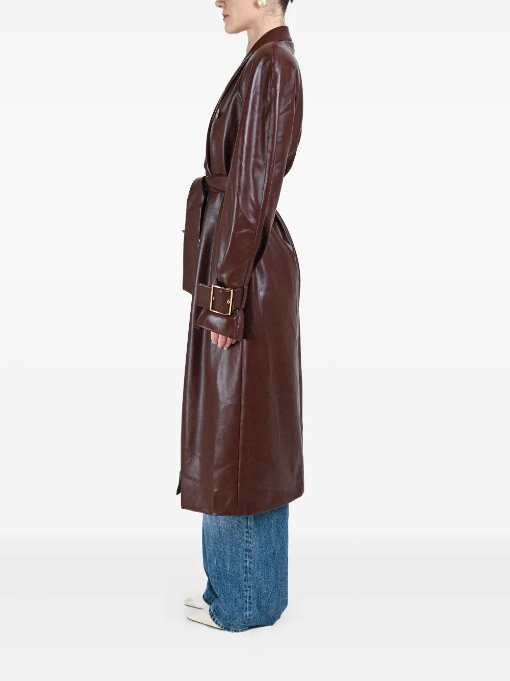 Rowen Rose Double-breasted Belted Coat In Brown
