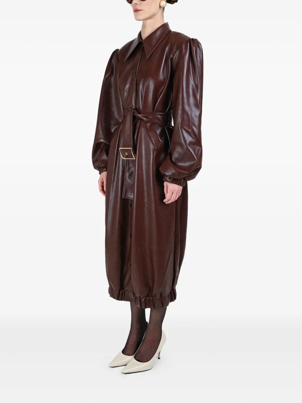 Rowen Rose Buttoned-up Belted Coat In Brown