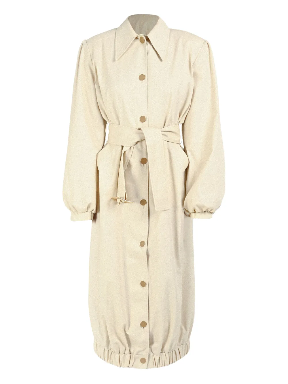 Rowen Rose Buttonedup Belted Coat In Neutral