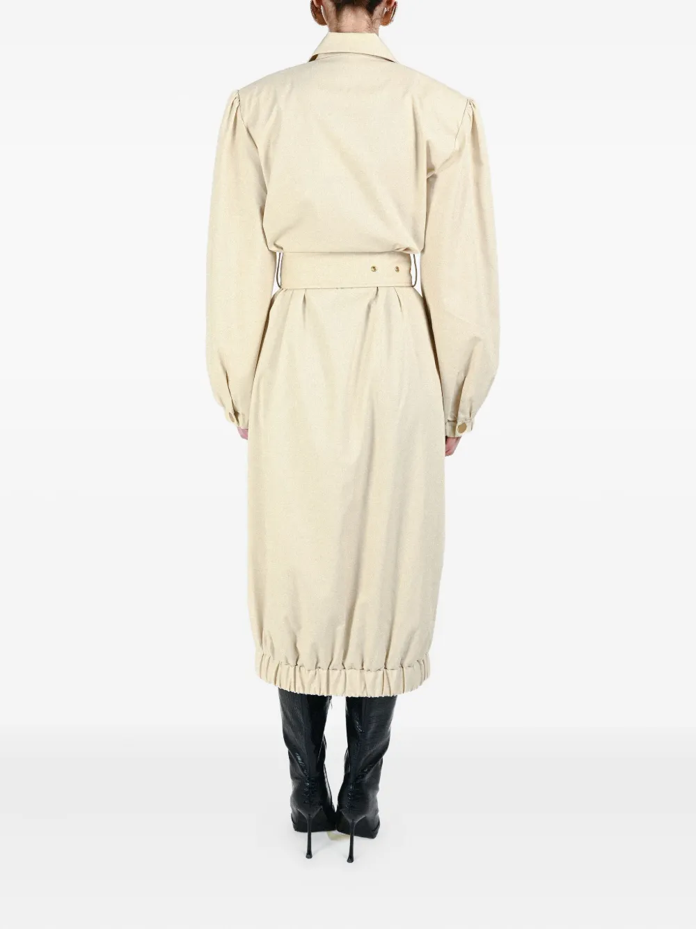 Rowen Rose Buttonedup Belted Coat In Neutral