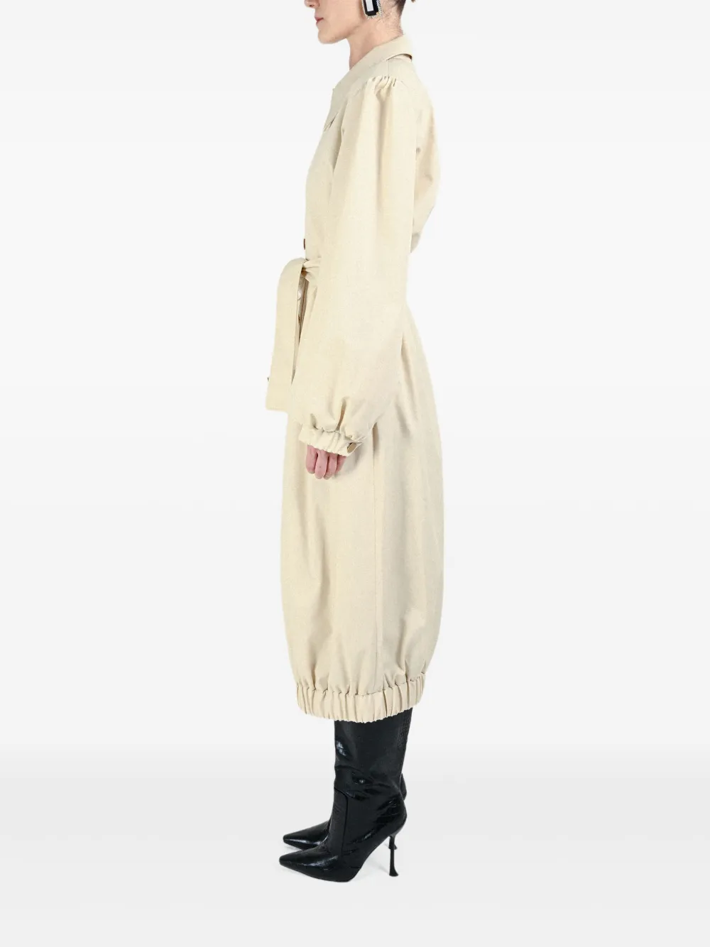 Rowen Rose Buttonedup Belted Coat In Neutral
