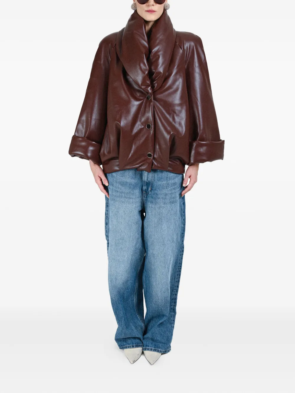 Rowen Rose Button-fastening Jacket In Brown