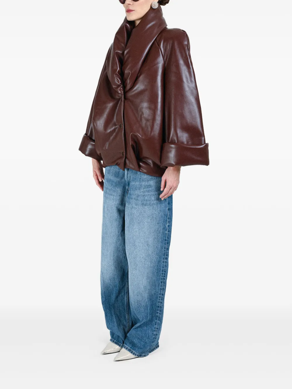 Rowen Rose Button-fastening Jacket In Brown