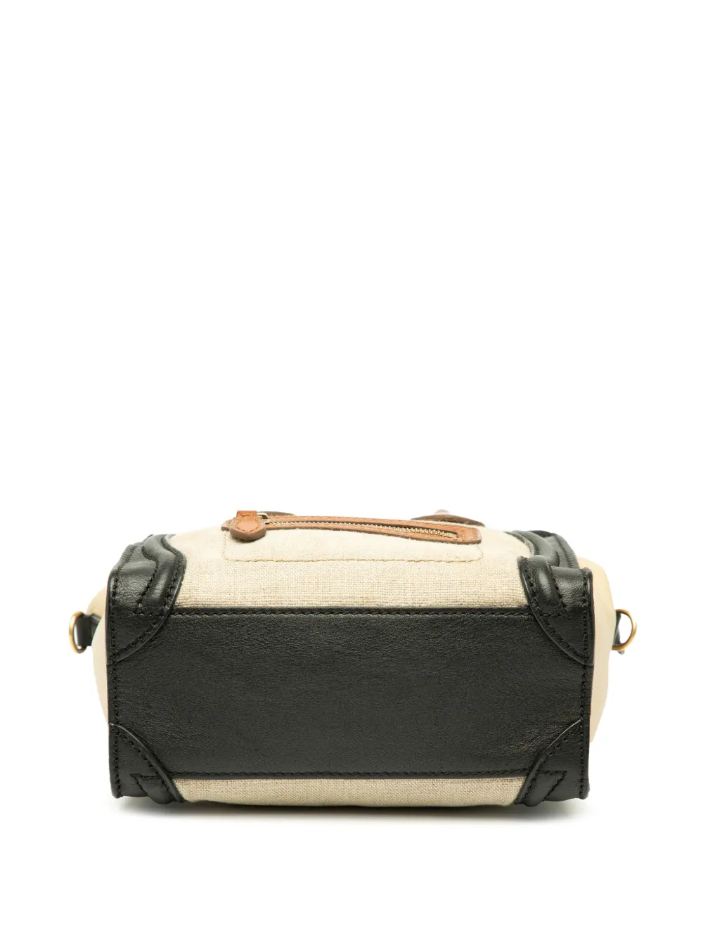 Pre-owned Celine 2010 Nano Tricolor Canvas And Leather Luggage Tote Satchel In Brown