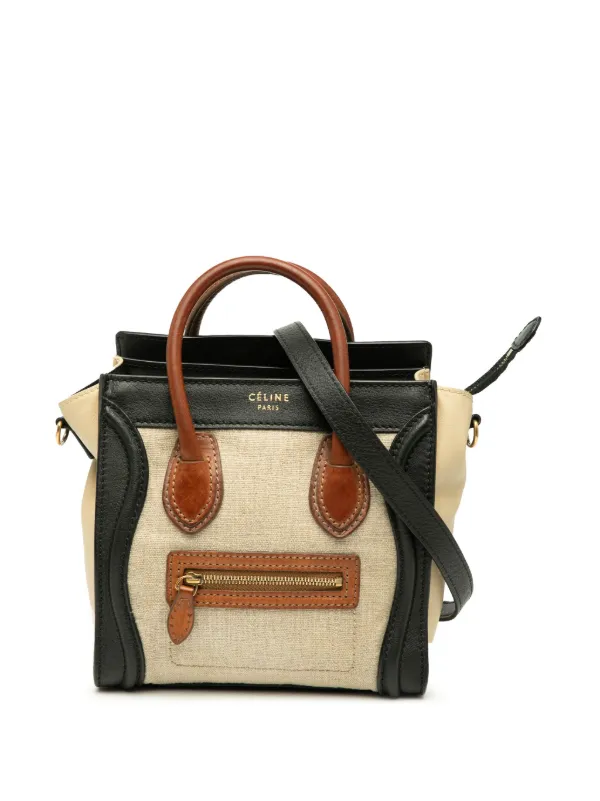 Celine Pre-Owned 2010 Nano Tricolor Canvas And Leather Luggage Tote Satchel  Brown FARFETCH IN