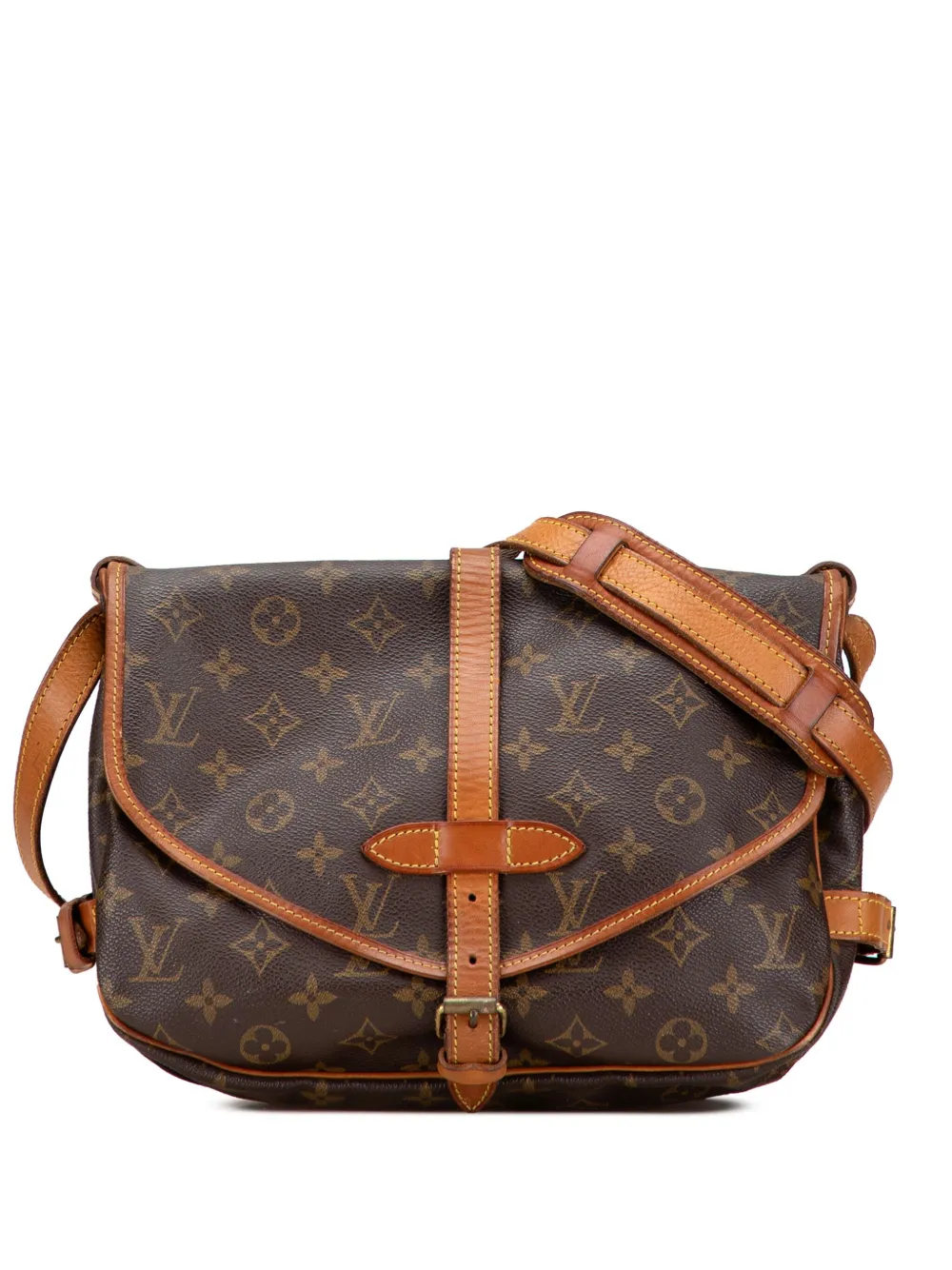 Pre-owned Louis Vuitton 1992 Monogram Saumur 30 Crossbody Bag In Brown