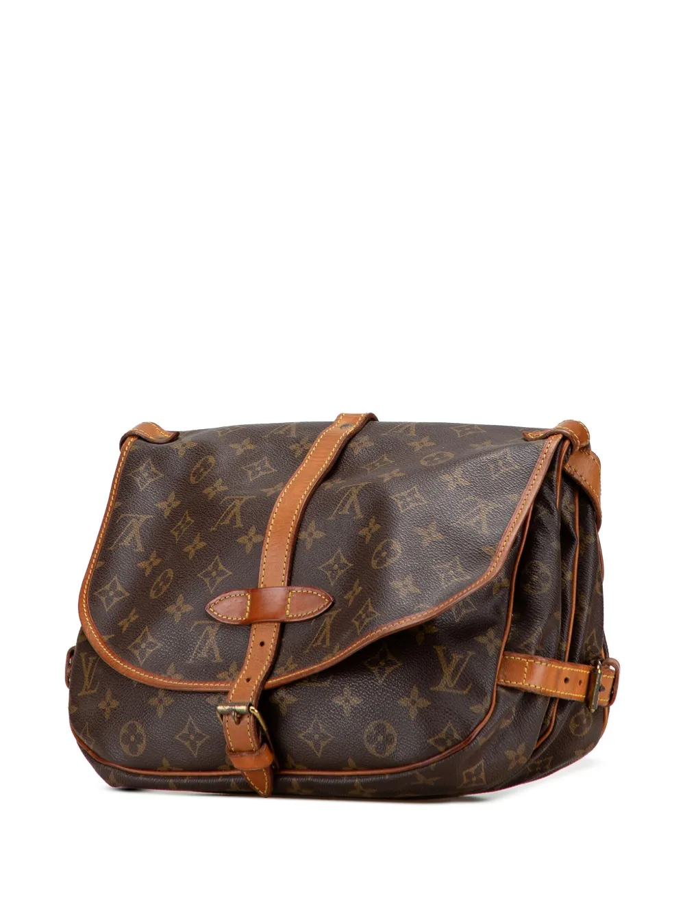 Pre-owned Louis Vuitton 1992 Monogram Saumur 30 Crossbody Bag In Brown