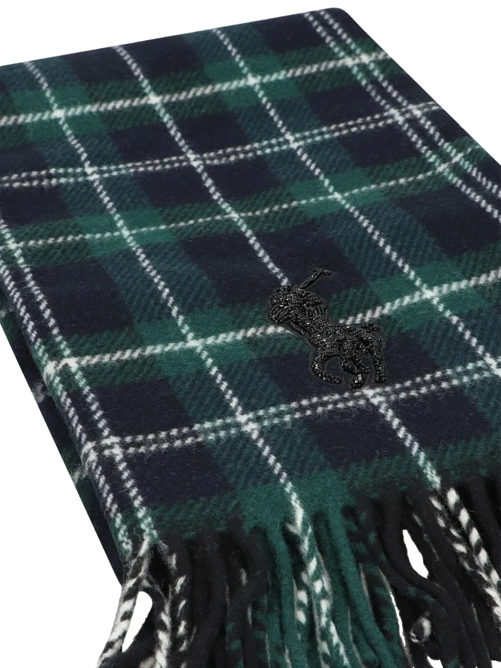 Polo Ralph Lauren tartan-pattern fringed scarf - Blauw