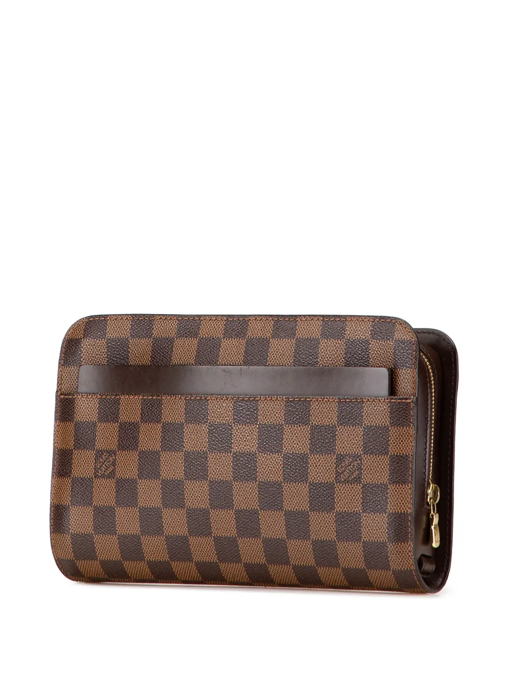 Pre-owned Louis Vuitton 2003 Damier Ebene Saint Louis Pochette Clutch Bag In Brown