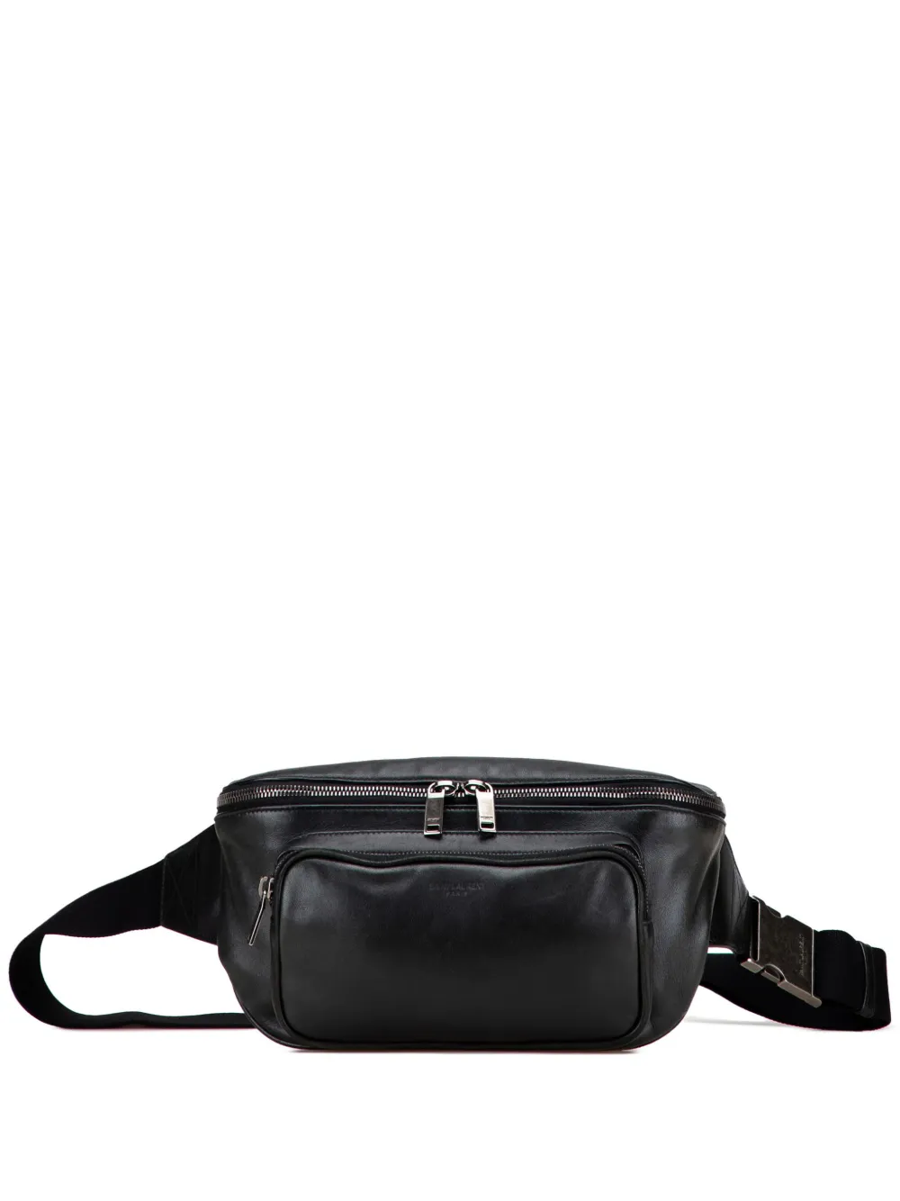 Pre-owned Saint Laurent 2018 Lambskin Subway Belt Bag In Black
