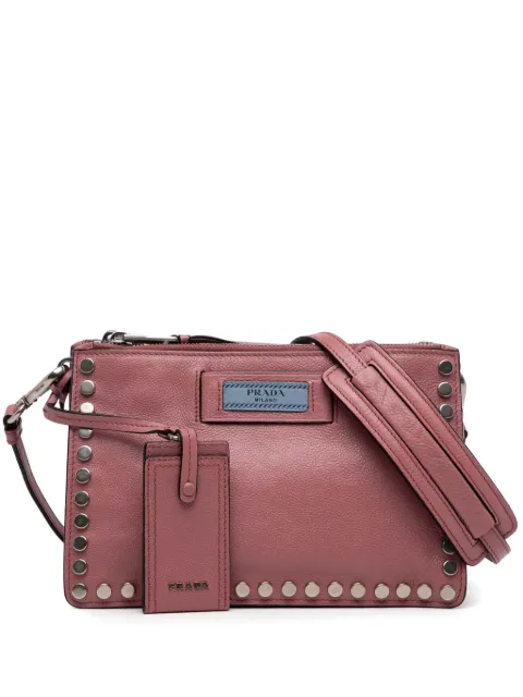 Prada Pre-Owned bolsa crossbody Glace Calf Studded Etiquette 2000-2025