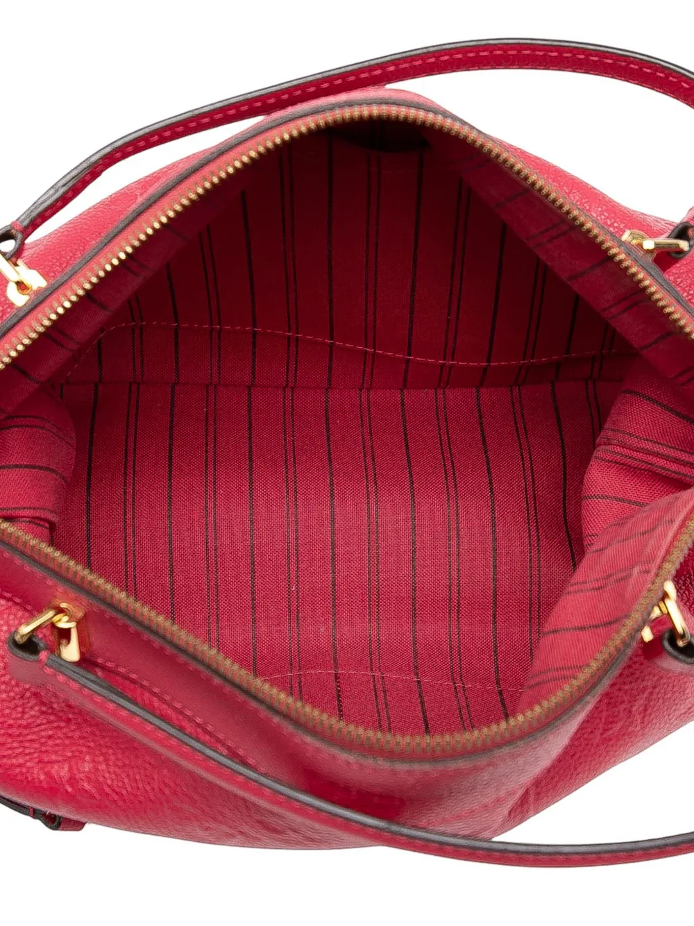 Pre-owned Louis Vuitton 2015 Monogram Empreinte Bastille Pm Satchel In Red