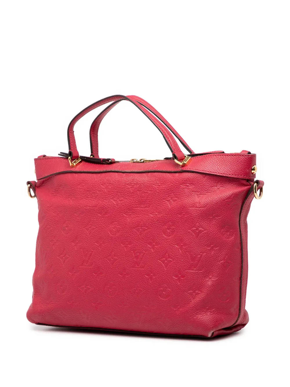 Pre-owned Louis Vuitton 2015 Monogram Empreinte Bastille Pm Satchel In Red