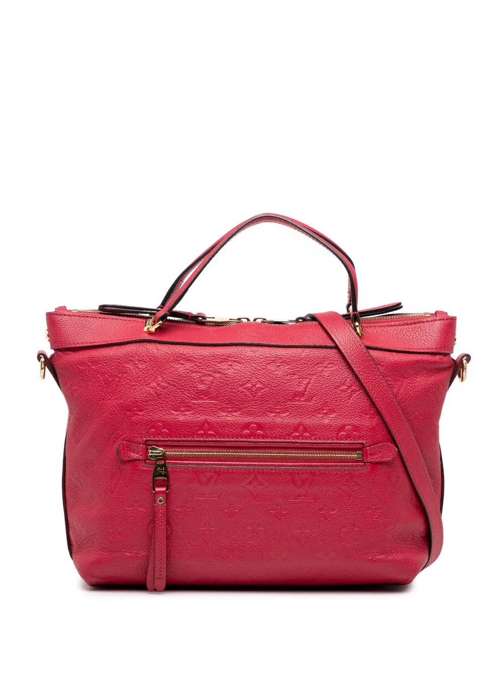 Pre-owned Louis Vuitton 2015 Monogram Empreinte Bastille Pm Satchel In Red
