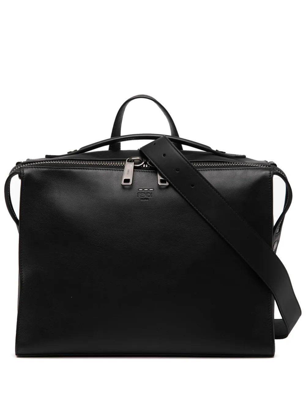 Pre-owned Fendi 2010-2025 Leather Lui Urban Briefcase Business Bag In Black