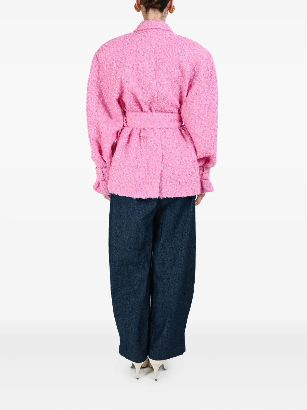 Rowen Rose Double-breasted Belted Jacket In Pink