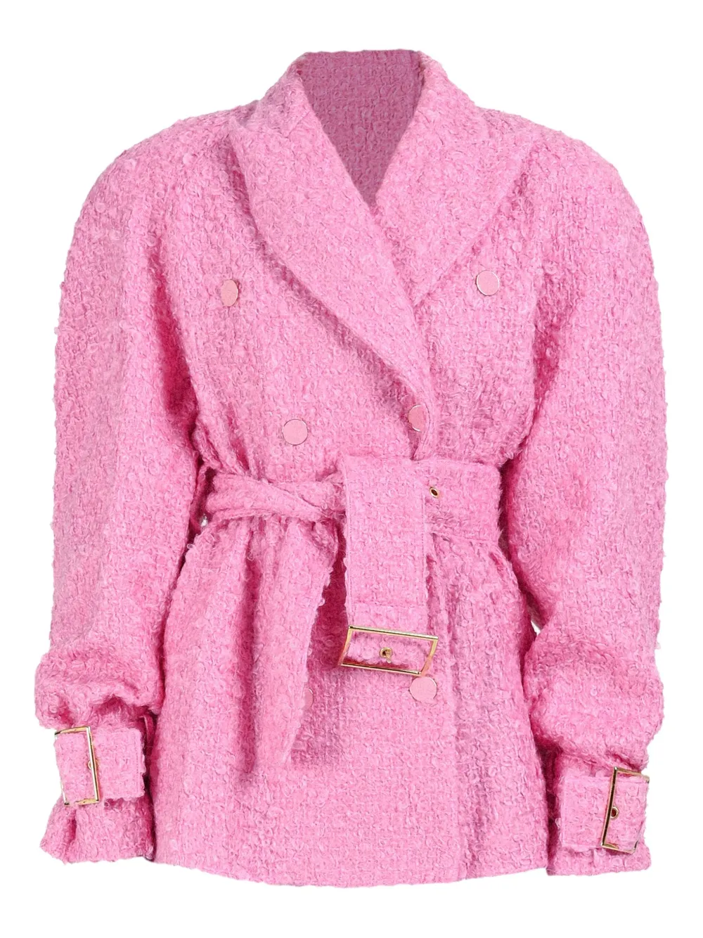 Rowen Rose Double-breasted Belted Jacket In Pink