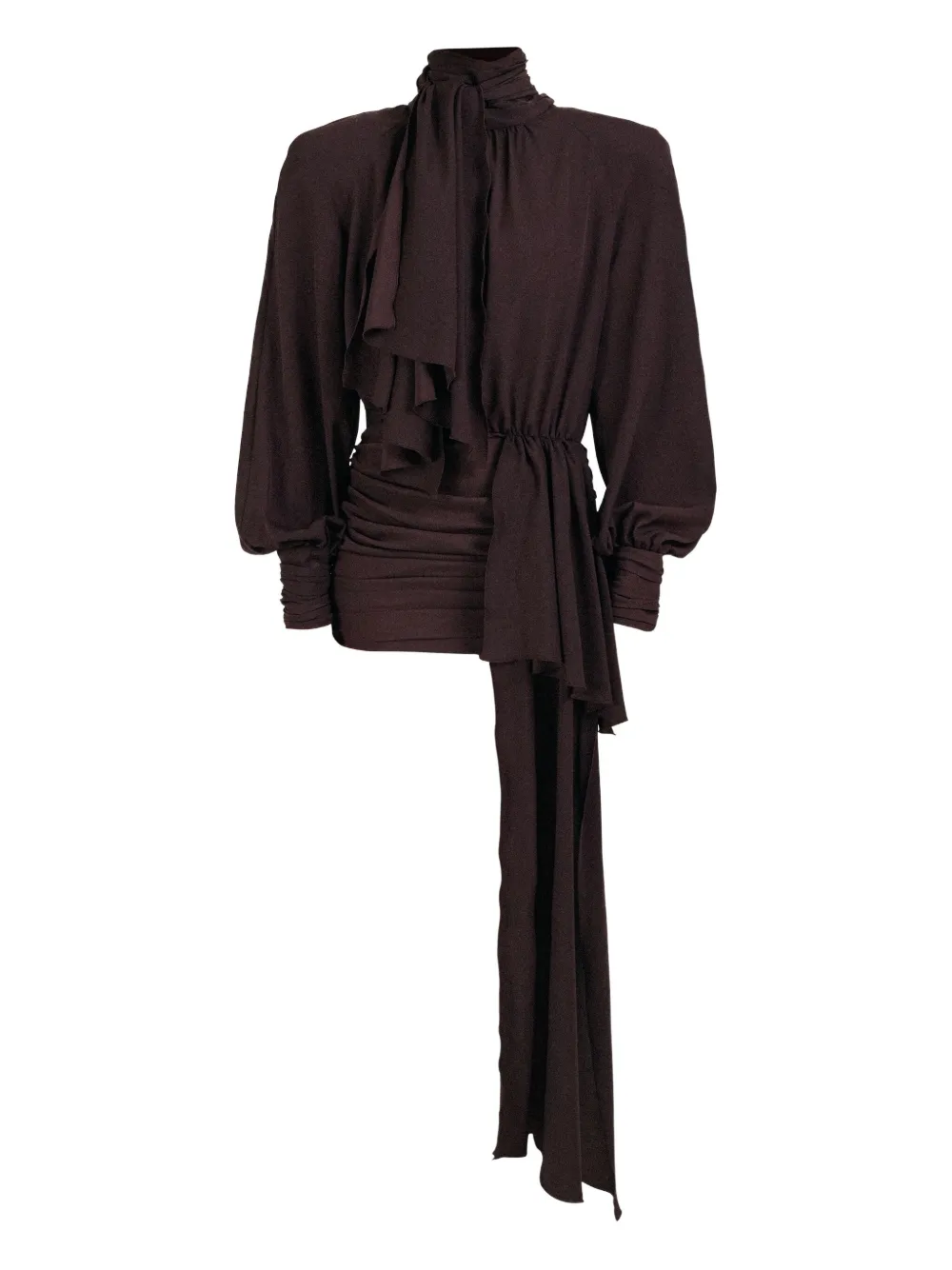 Rowen Rose Draped-detail Mini Dress In Brown