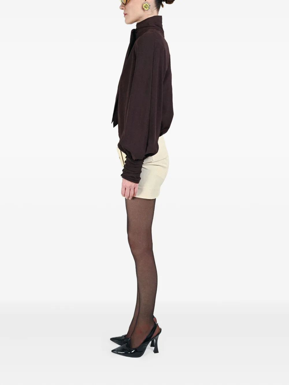 Rowen Rose Bow-neck Blouse In Brown