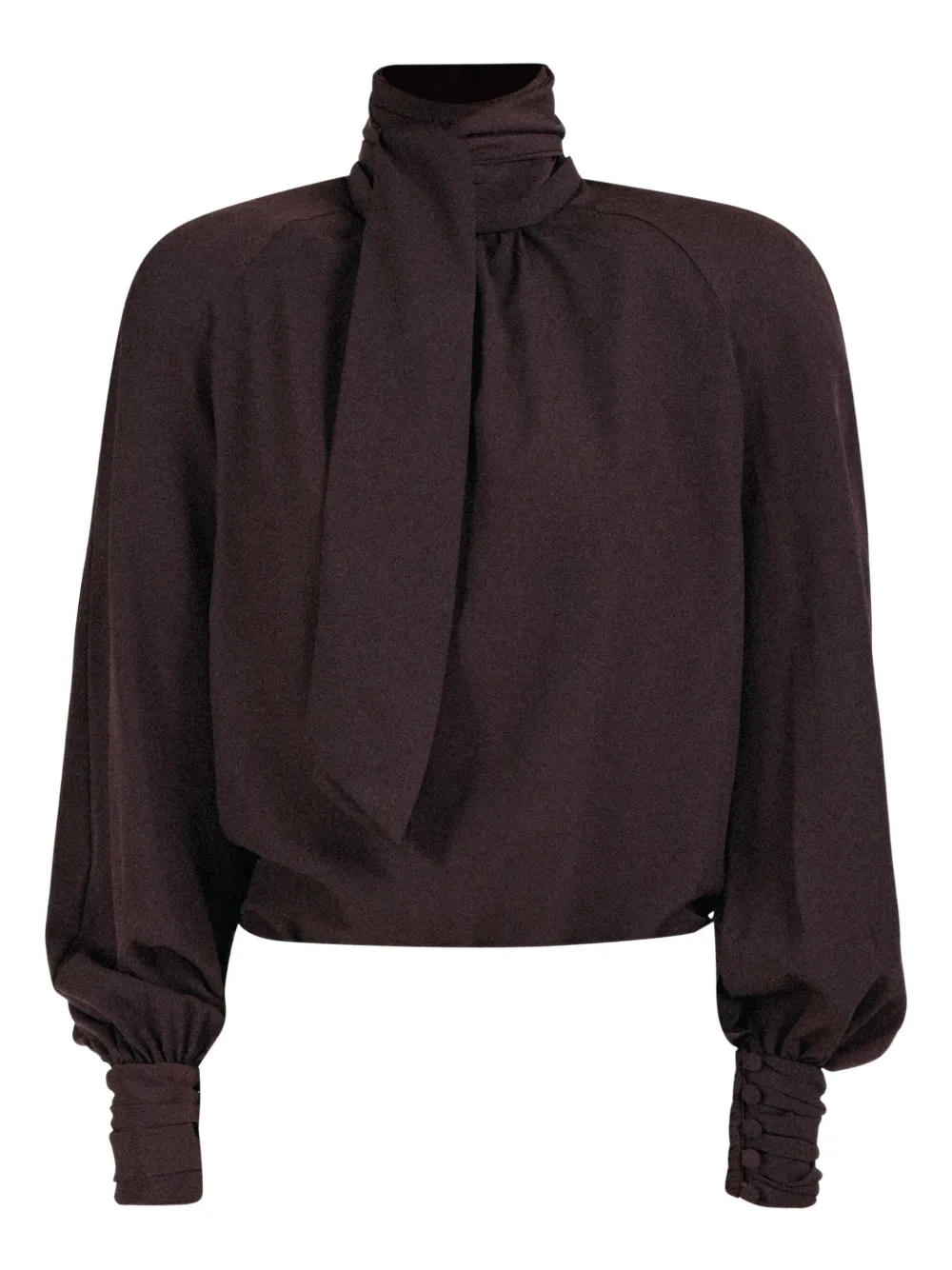 Rowen Rose Bow-neck Blouse In Brown