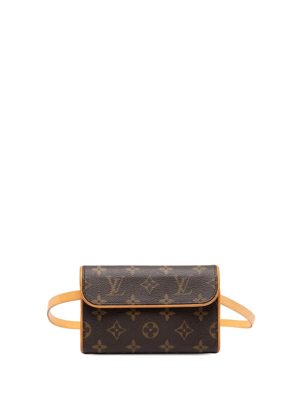 Pre-owned Louis Vuitton 2001 Monogram Pochette Florentine Belt Bag In Brown