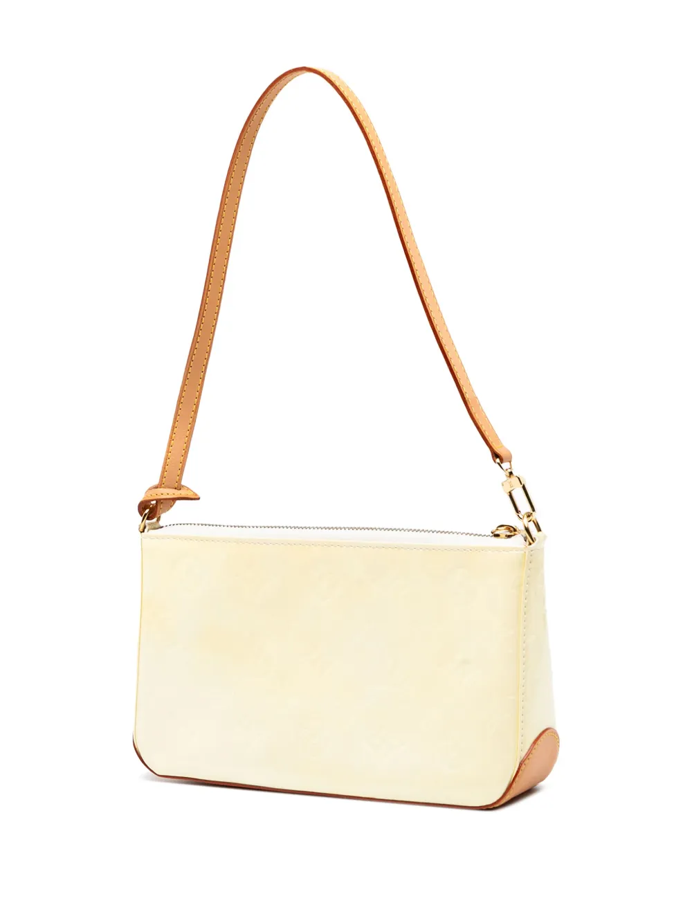 Pre-owned Louis Vuitton 2005 Monogram Vernis Mallory Square Shoulder Bag In White