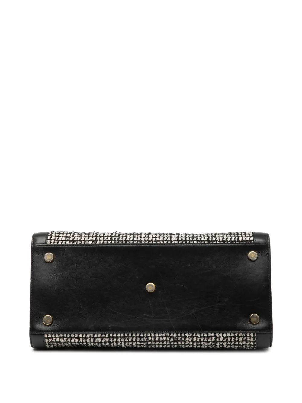 Pre-owned Saint Laurent 2014 Small Tweed Houndstooth Sac De Jour Satchel In Black