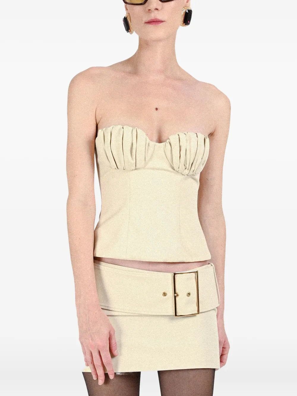 Rowen Rose Belted Mini Skirt In Neutral