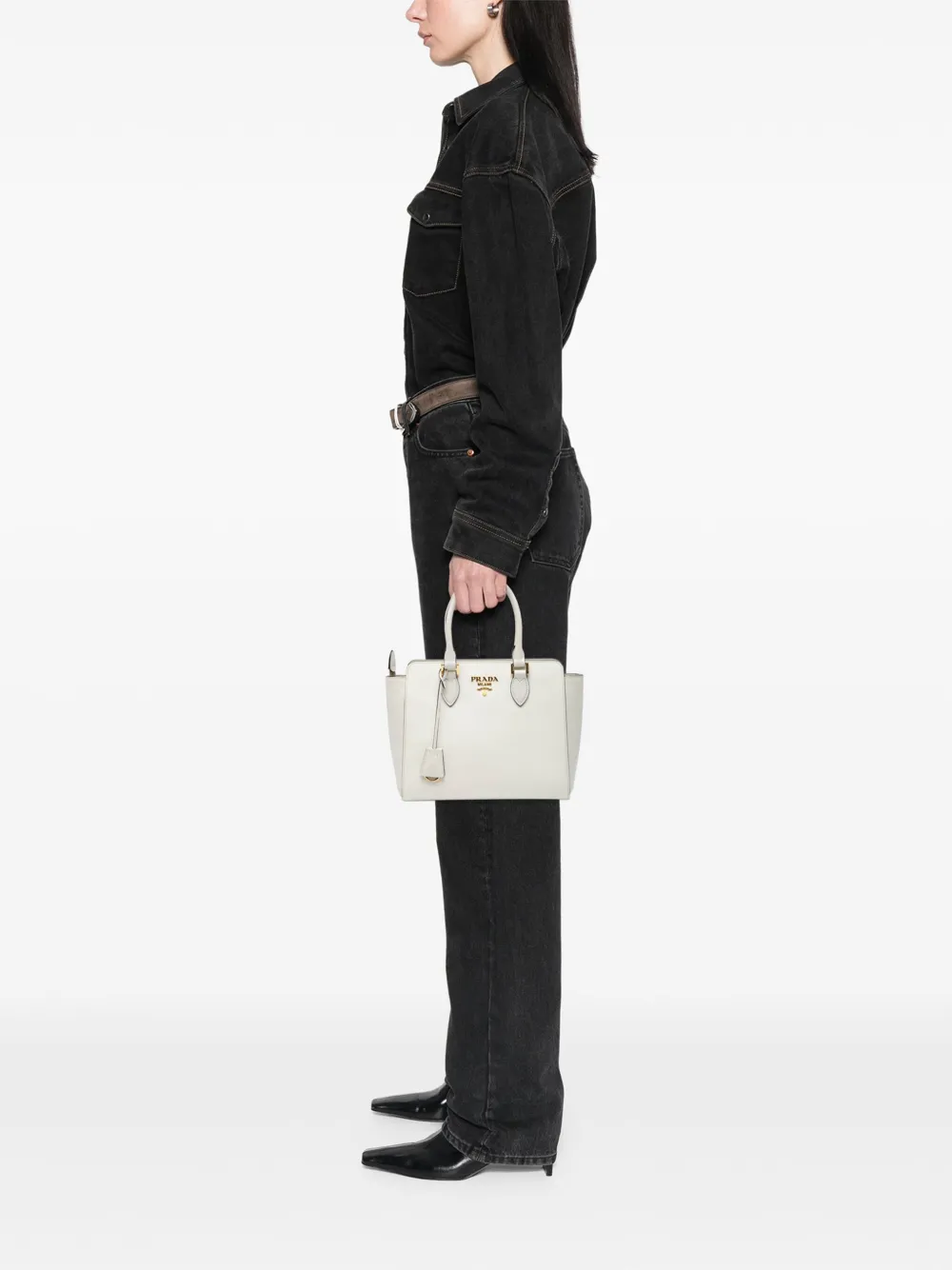 Prada Pre-Owned 2010-2025 Small Soft Calf Trimmed Saffiano Zippered Tote satchel | Pre-Owned | Image 2