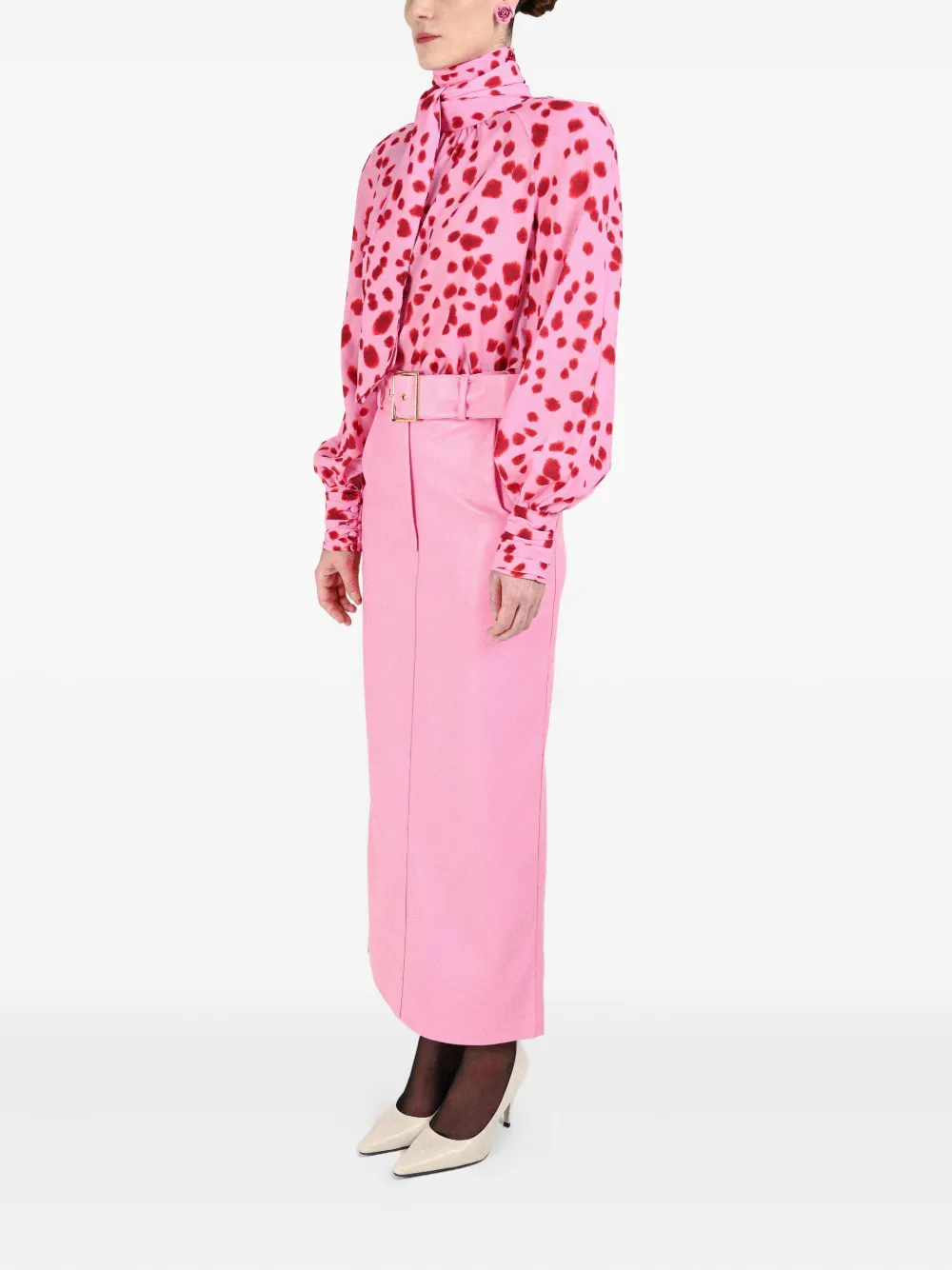 Rowen Rose Belted Skirt In Pink