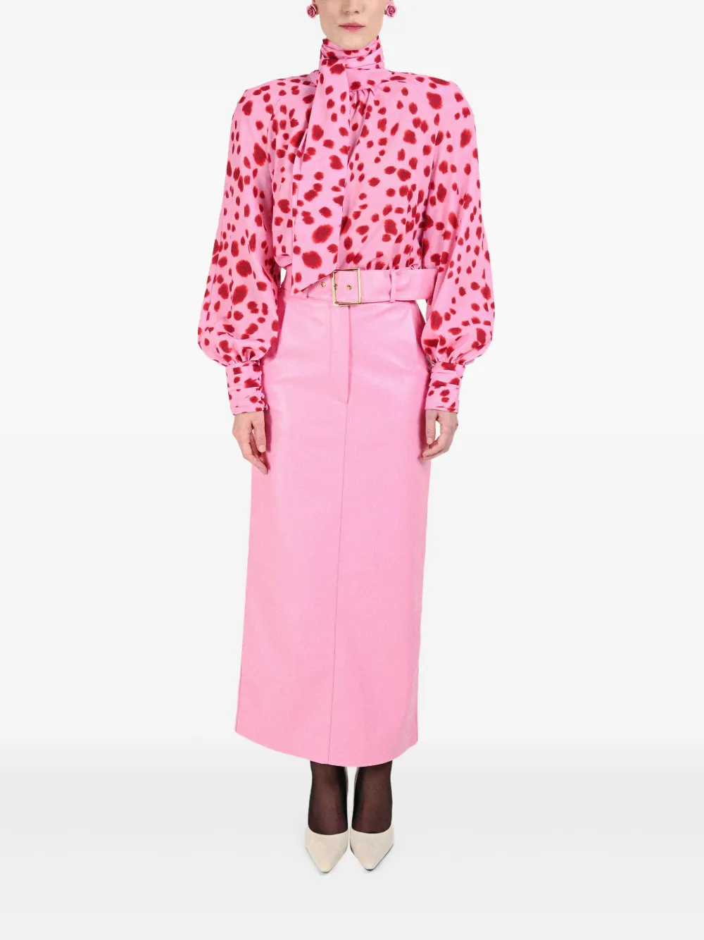 Rowen Rose Belted Skirt In Pink