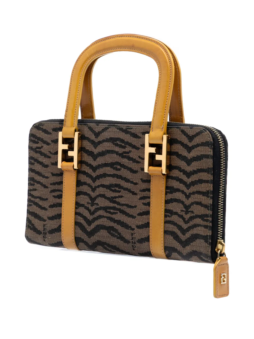  Fendi Pre-owned 2000-2010 Zebra Print Canvas Twins Handbag - Brown 
