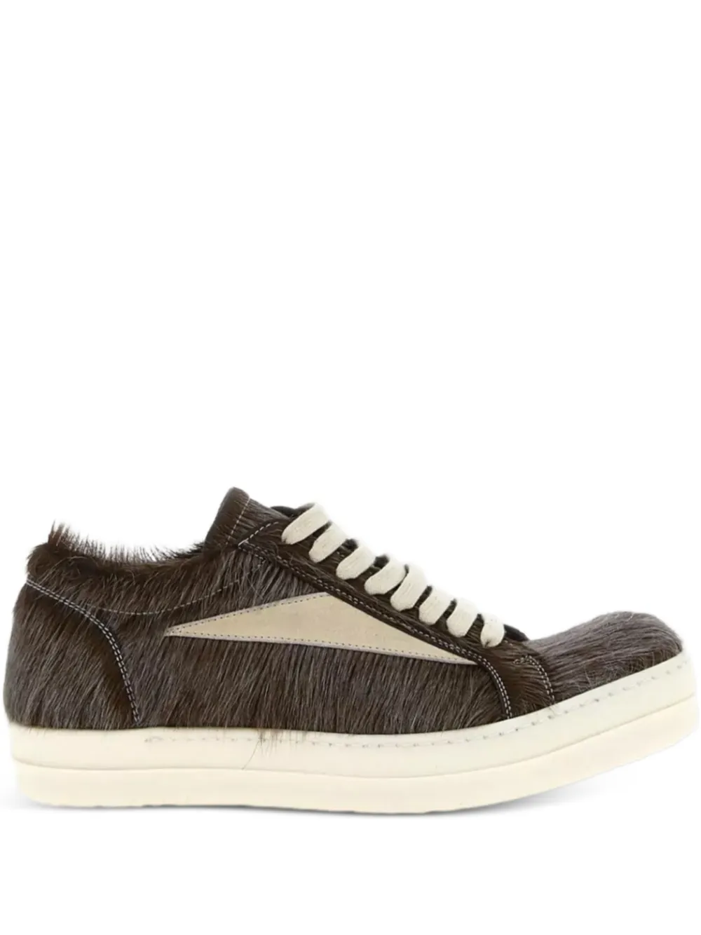 Rick Owens Leren sneakers met bont-applicatie Bruin