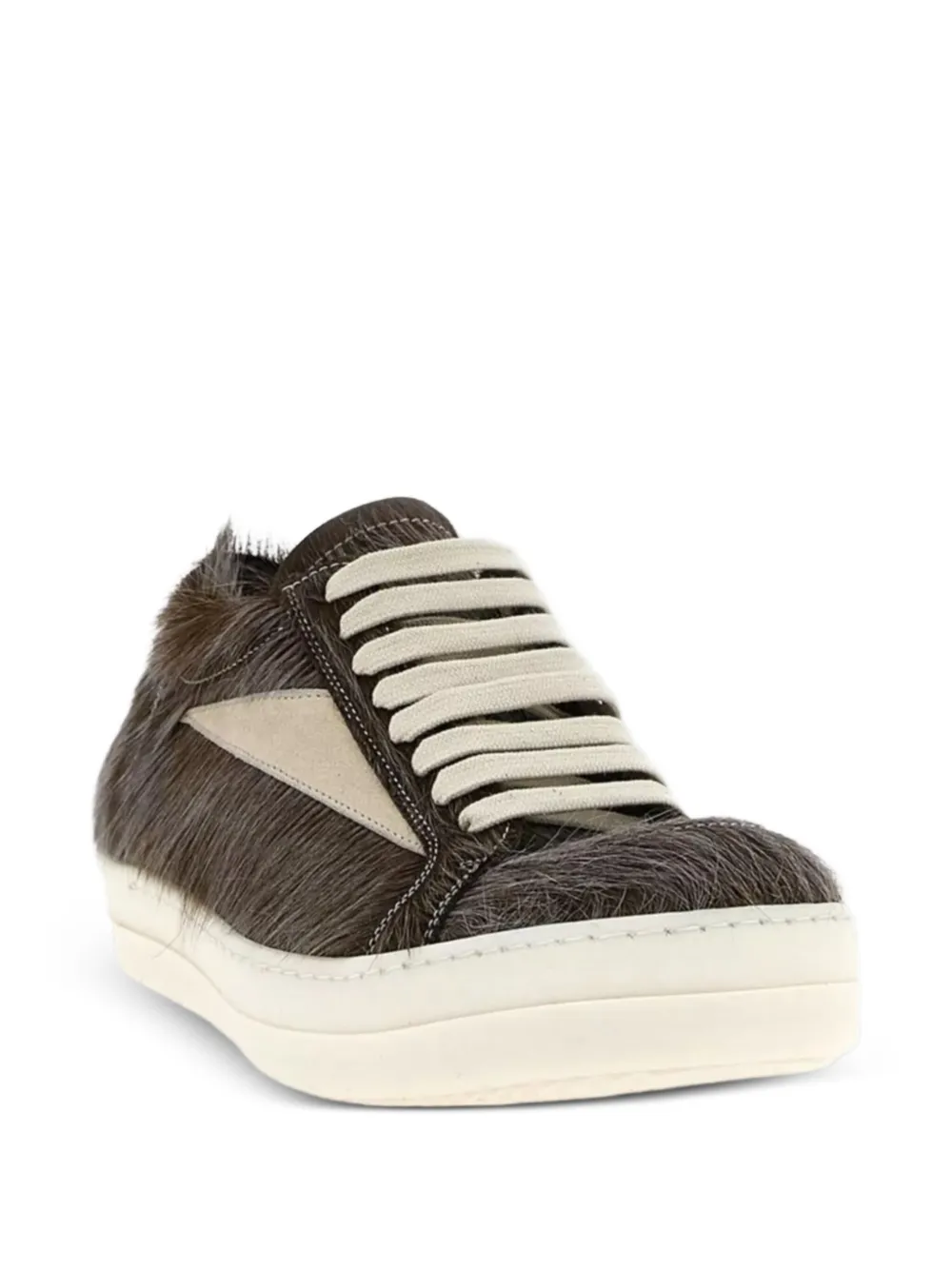 Rick Owens Leren sneakers met bont-applicatie Bruin