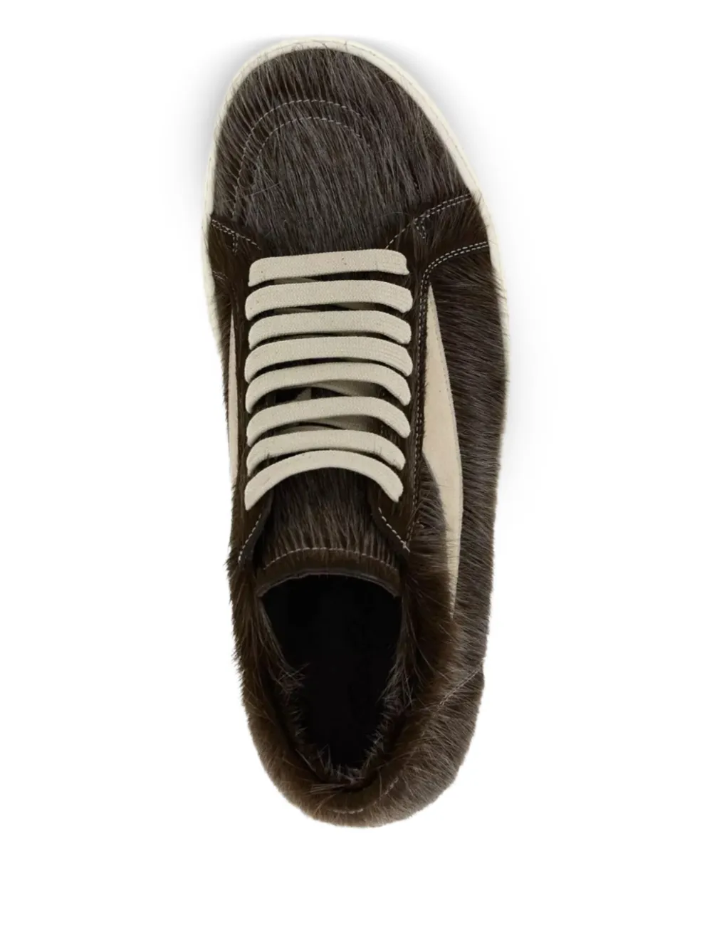 Rick Owens Leren sneakers met bont-applicatie Bruin