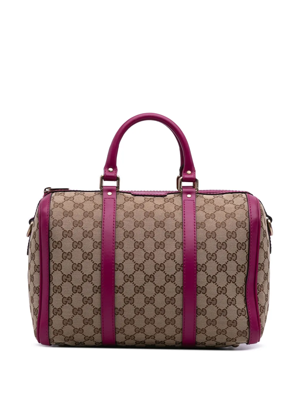 Pre-owned Gucci 2016-2025 Medium Gg Canvas Joy Boston Bag Satchel In Brown