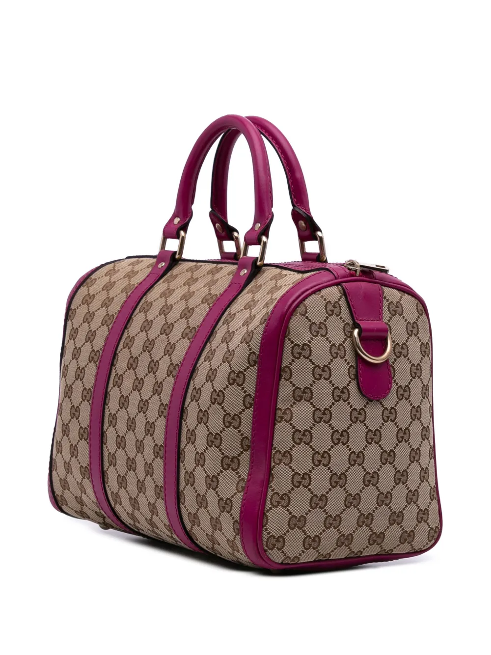 Pre-owned Gucci 2016-2025 Medium Gg Canvas Joy Boston Bag Satchel In Brown